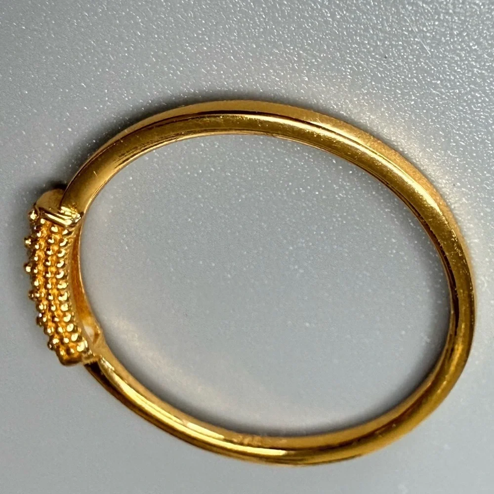 Elegant 14k Gold Vermeil Ring with Crystal Accents Dainty Stackable Ring